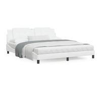 Vidaxl Cadre De Lit Avec Tête De Lit Blanc 180x200 Cm Similicuir Blanc
