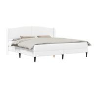 vidaXL Cadre de lit avec tête de lit Blanc 200 x 200 cm Simili Cuir, Cadre de lit rectangulaire Moderne, Simili Cuir Chic, Facile à Nettoyer, tête Douillette, Base à Lattes Pratique