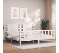 Cadre de Lit avec Tête de Lit Meuble Sommier à Lattes Chambre Bois Massif vidaXL