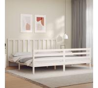 Vidaxl Cadre De Lit Avec Tête De Lit Blanc 200x200 Cm Bois Massif Blanc