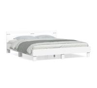 Vidaxl Cadre De Lit Avec Tête De Lit Blanc 200x200cm Bois D'ingénierie Blanc