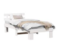 vidaXL Cadre de lit avec tête de lit Blanc 80 x 200 cm Pin Massif, Cadre de lit rectangulaire Moderne, Meuble en pin Chic, Design Minimaliste Durable, Essentiel déco Chambre contemporaine