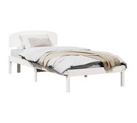 vidaXL Cadre de lit avec tête de lit 80x200 cm Blanc Pin massif – Cadre à lattes, Montage facile