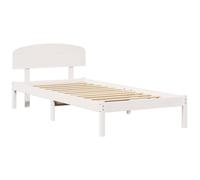 vidaXL Cadre de lit avec tête de lit Blanc 80 x 200 cm Pin Massif, Lit en Bois de pin élégant, Design Moderne, Cadre à Lattes, tête de lit Incluse, Montage Facile, mobilier Minimaliste