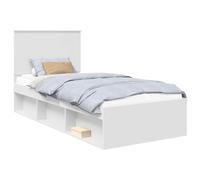 vidaXL Cadre de lit avec tête de lit Blanc 90 x 190 cm Pin Massif, Chambre, Rectangulaire, Moderne, Durable, Éclairages stylés, Décor élégant, Mobilier Contemporain, Literie Confortable