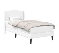 vidaXL Cadre de lit avec tête de lit Blanc 90 x 190 cm Simili Cuir, Design de lit Minimaliste, Cadre rectangulaire en Faux Cuir, tête de lit Comfy, Facile à Nettoyer, résistant aux Taches