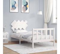 Vidaxl Cadre De Lit Avec Tête De Lit Blanc 90x200 Cm Bois Massif Blanc