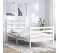 Vidaxl Cadre De Lit Avec Tête De Lit Blanc 90x200 Cm Bois Massif Blanc