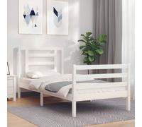 Vidaxl Cadre De Lit Avec Tête De Lit Blanc 90x200 Cm Bois Massif Blanc