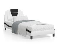 Vidaxl Cadre De Lit Avec Tête De Lit Blanc Et Noir 80x200cm Similicuir Multicolore