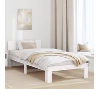 Vidaxl Cadre De Lit Avec Tête De Lit Blanche 100x200 Cm En Bois De Pin Massif