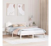 Vidaxl Cadre De Lit Avec Tête De Lit Blanche 200x200 Cm En Bois De Pin