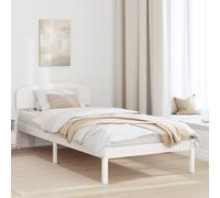 vidaXL Cadre de lit avec tête de lit Blanc 80 x 200 cm Pin Massif, Lit en Bois de pin élégant, Design Moderne, Cadre à Lattes, tête de lit Incluse, Montage Facile, mobilier Minimaliste