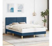 vidaXL Cadre de lit avec tête de lit Bleu 140 x 200 cm tissu