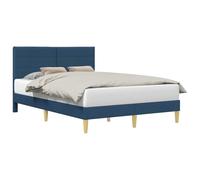 vidaXL Cadre de lit avec tête de lit Bleu 160 x 200 cm tissu, Cadre de lit moderne pour chambre, design rectangulaire, meubles élégants pour la maison, installation simplifiée, solution de sommeil chi