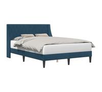 vidaXL Cadre de lit avec tête de lit Bleu 160 x 200 cm Velours, Cadre de lit rectangulaire Moderne, Finition en Velours Durable, mobilier de Chambre Confortable, Design épuré, literie d'intérieur