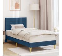 vidaXL Cadre de lit avec tête de lit Bleu 90 x 190 cm tissu
