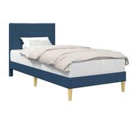 vidaXL Cadre de lit avec tête de lit Bleu 90 x 190 cm tissu, Cadre de lit moderne pour chambre, design rectangulaire, meubles élégants pour la maison, installation simplifiée, solution de sommeil chic