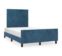 Vidaxl Cadre De Lit Avec Tête De Lit Bleu Foncé 120x190 Cm Velours Bleu