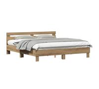 vidaXL Cadre de lit avec tête de lit Chêne Artisanal 203 x 185 x 70 cm, Cadre de lit Moderne, Design en Bois rectangulaire, Meubles minimalistes pour Un Sommeil Durable en Ville