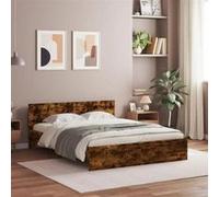 vidaXL Cadre de lit avec tête de lit chêne fumé 150x200 cm 3207480 Marron G