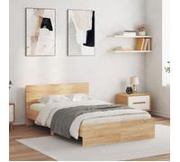 vidaXL Cadre de lit avec tête de lit chêne sonoma 120x200 cm 3207492