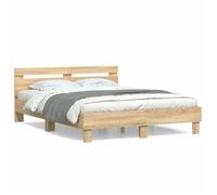 vidaXL Cadre de lit avec tête de lit – Lit double 140x190 cm, chêne Sonoma, sommier à lattes