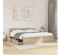 vidaXL Cadre de lit avec tête de lit chêne sonoma 180x200 cm, meubles de chambre à coucher, lit double, sommier, lit, cadre 3295543