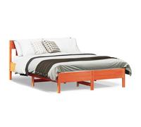 Cadre de Lit avec Tête de Lit, Lit Double avec Sommier à Lattes, Lit Adulte, Meuble de Chambre, Moderne, Cire Marron 140x190cm Bois de Pin