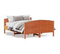 Vidaxl Cadre De Lit Avec Tête De Lit Cire Marron 140x190cm Bois De Pin Marron