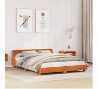 vidaXL Cadre de lit avec tête de lit cire marron 140x190cm bois de pin, meuble de chambre, sommier, lit en bois, lit, lit 850742