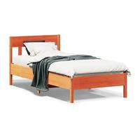 Cadre de Lit avec Tête de Lit, Lit Simple avec Sommier à Lattes, Lit Adulte, Meuble de Chambre, Moderne, Cire Marron 90x190 cm Bois de Pin