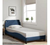 vidaXL Cadre de lit Dover – Rembourré, tête de lit, sommier à lattes, Bleu 90x190cm