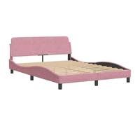 vidaXL Cadre de lit Dover avec tête de lit et sommier à lattes – Velours rose 120x200 cm