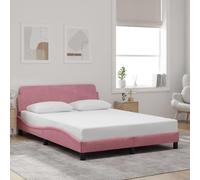 Vidaxl Cadre De Lit Avec Tête De Lit Rose 140x190 Cm Velours Rose