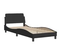 vidaXL Cadre de lit Dover – Rembourré avec sommier à lattes, velours, 90x200 cm, noir