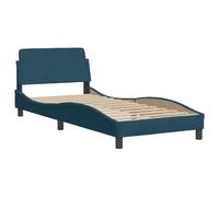 vidaXL Cadre de lit Dover – Rembourré avec tête, sommier à lattes, bleu 90x190 cm