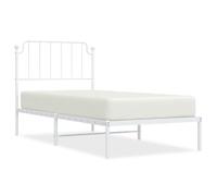 vidaXL Cadre de lit avec tête de lit en métal blanc 90x200 cm