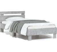 vidaXL Cadre de lit avec tête de lit et lampes LED gris béton 75x190 cm