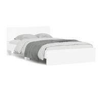 vidaXL Cadre de lit avec tête de lit et LED Blanc 140x200 cm