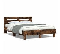 Vidaxl Cadre De Lit Avec Tête De Lit Et Led Chêne Fumé 120x190 Cm Multicolore
