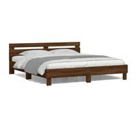 Vidaxl Cadre De Lit Avec Tête De Lit Et Led Chêne Marron 160x200 Cm Multicolore