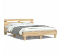 vidaXL Cadre de Lit avec Tête de Lit et LED, Lit Double avec Sommier à Lattes, Lit Adulte de Chambre, Chêne Sonoma 140x200 3207548