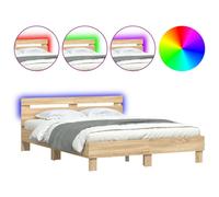 Vidaxl Cadre De Lit Avec Tête De Lit Et Led Chêne Sonoma 150x200 Cm Multicolore