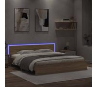 Vidaxl Cadre De Lit Avec Tête De Lit Et Led Chêne Sonoma 200x200 Cm Multicolore