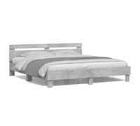 Vidaxl Cadre De Lit Avec Tête De Lit Et Led Gris Béton 160x200 Cm Multicolore