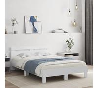 Vidaxl Cadre De Lit Avec Tête De Lit Et Led Blanc 135x190 Cm Multicolore