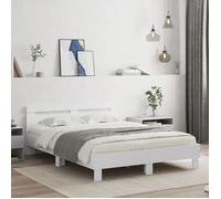 vidaXL Cadre de Lit avec Tête de Lit et LED, Lit Double avec Sommier à Lattes, Lit Adulte de Chambre, Blanc 140x200 cm Bois 3207546