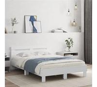 Vidaxl Cadre De Lit Avec Tête De Lit Et Led Blanc 135x190 Cm Multicolore