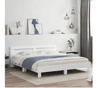 vidaXL Cadre de Lit avec Tête de Lit et LED, Lit Double avec Sommier à Lattes, Lit Adulte de Chambre, Blanc 160x200 cm Bois 3207532
